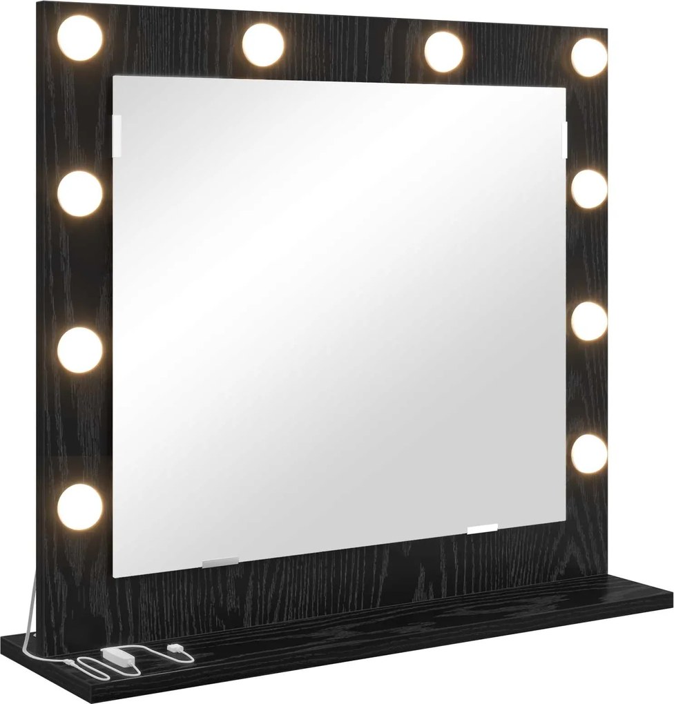 vidaXL Oglindă de toaletă Dreptunghiular Stejar Negru 60 x 55 x 18 cm