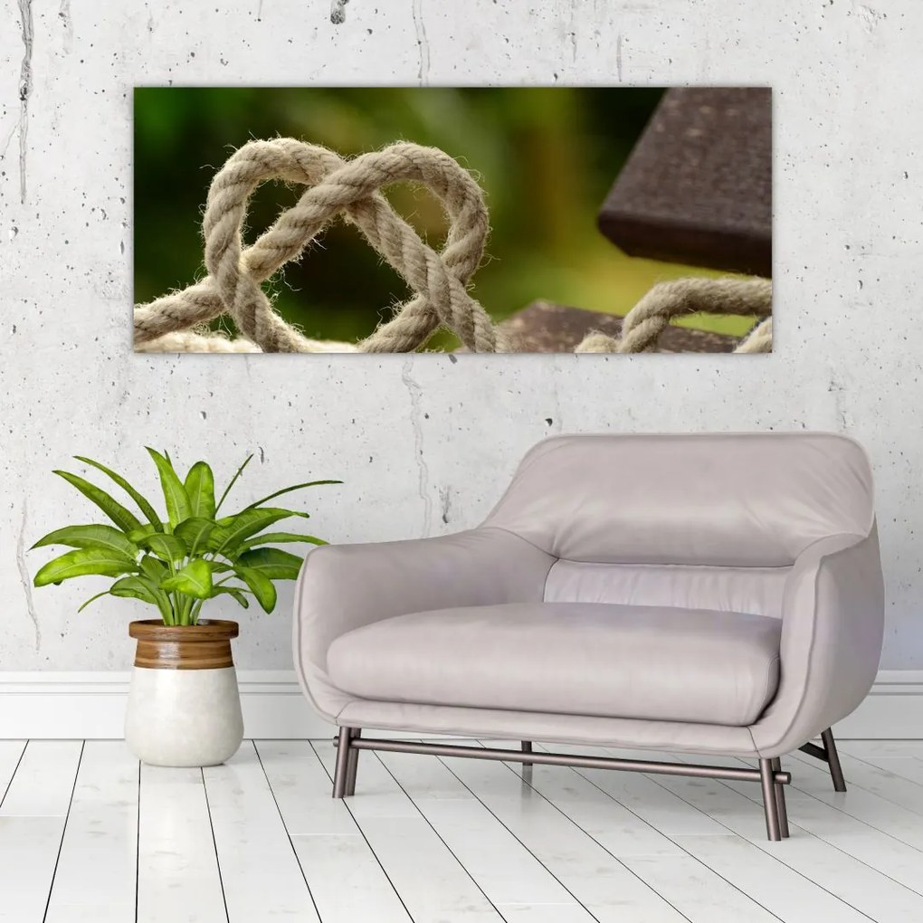 Tablou inima din frânghie (120x50 cm)