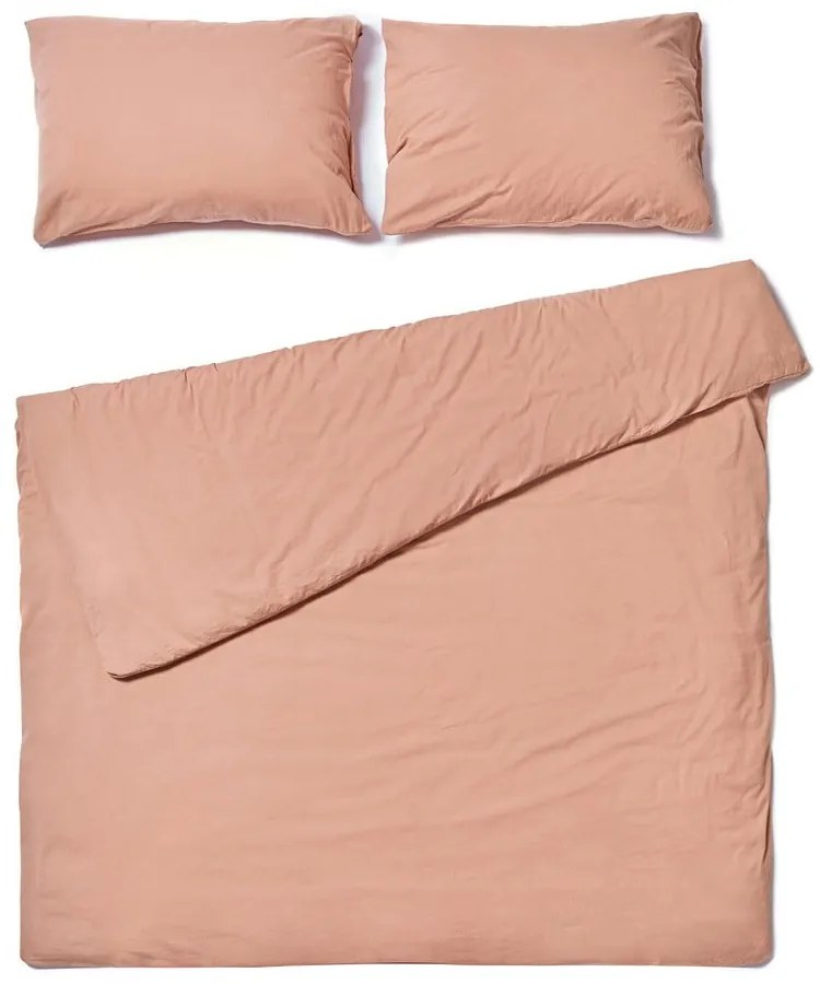 Lenjerie pentru pat dublu din bumbac stonewashed Bonami Selection, 200 x 220 cm, maro natural