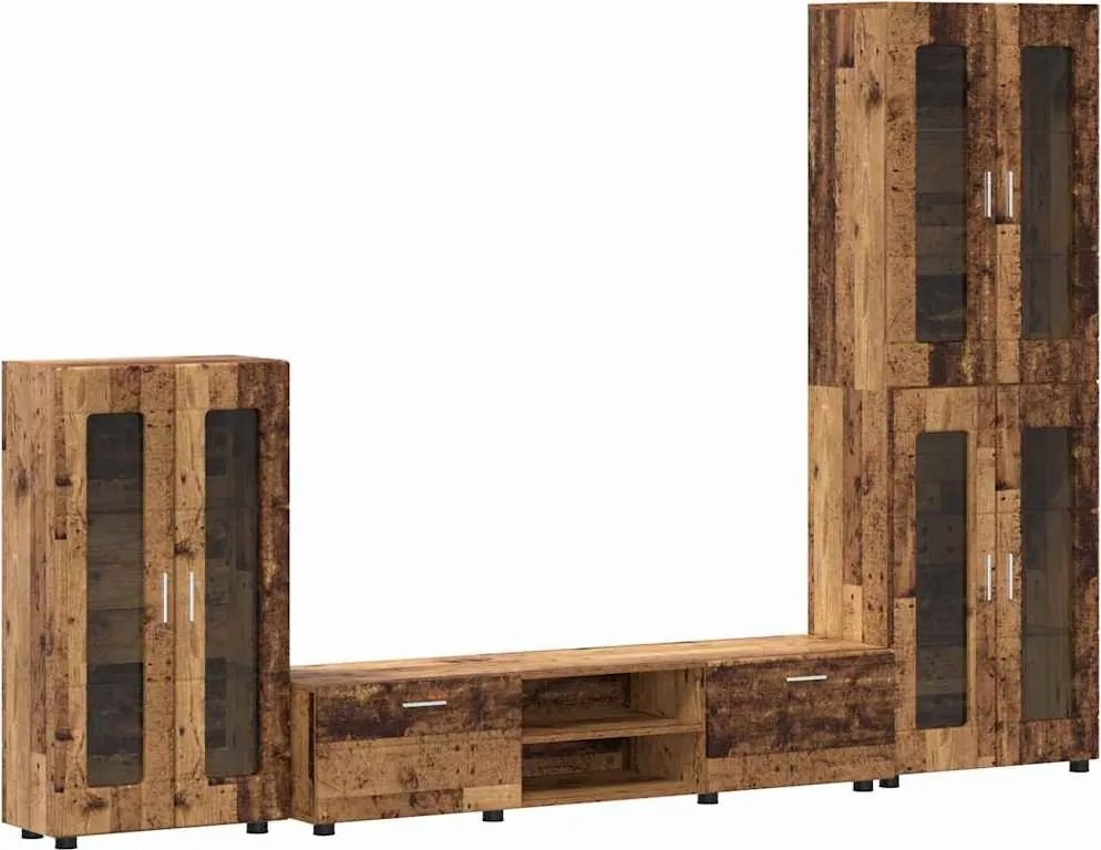 vidaXL Set comodă TV cu sertar cu raft FLORIN Lemn vechi Lemn compozit