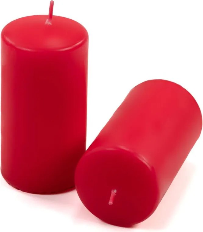 Set de lumânări pilon, 11,5 cm, Ø 6 cm, roșu, 12 buc.