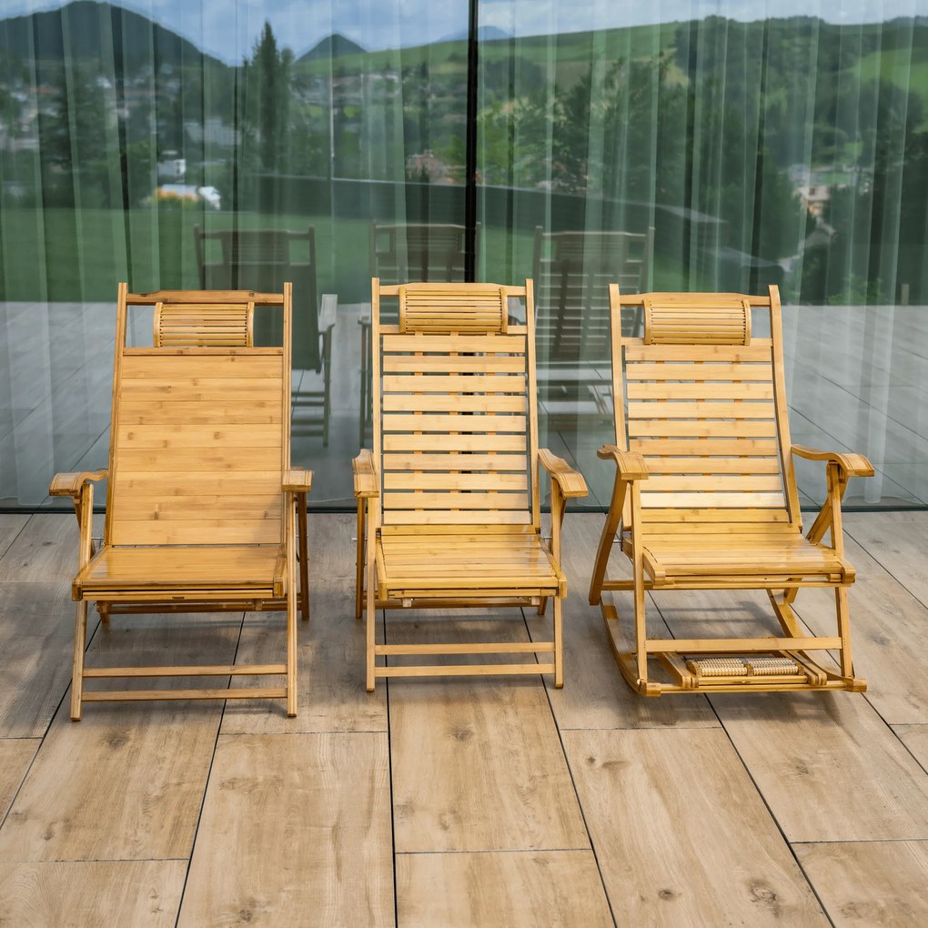 Scaun balansoar de grădină, poziţionabil, natural, bambus, FLOS