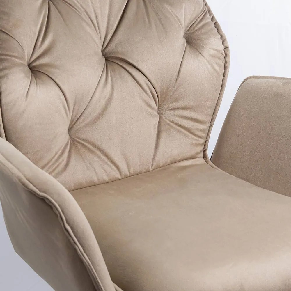 RESIGILAT - Scaun living rotativ din catifea BUC 0224 bej