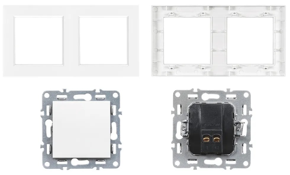 Întrerupător unipolar cu circuit dublu Nova 10A 250V 101 cu cadru alb