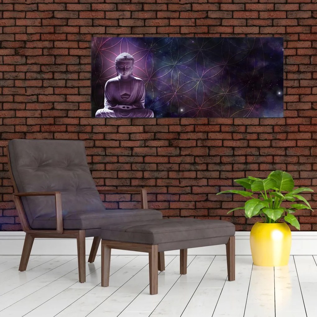 Tablou - Buddha cu florile vieții (120x50 cm)