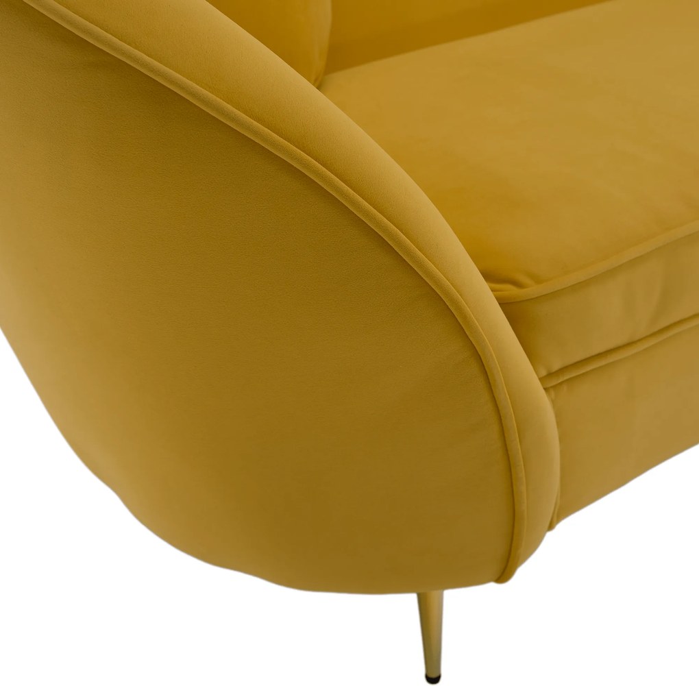 Canapea cu 3 locuri de design, ţesătură Velvet galbenă/gold crom auriu, EZIO TYP 3