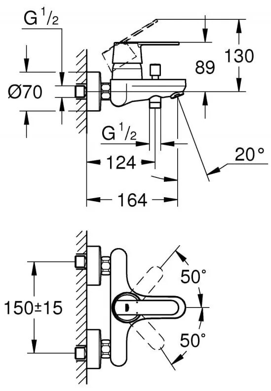 Baterie de cada Grohe Get, monocomanda, crom - 32887000