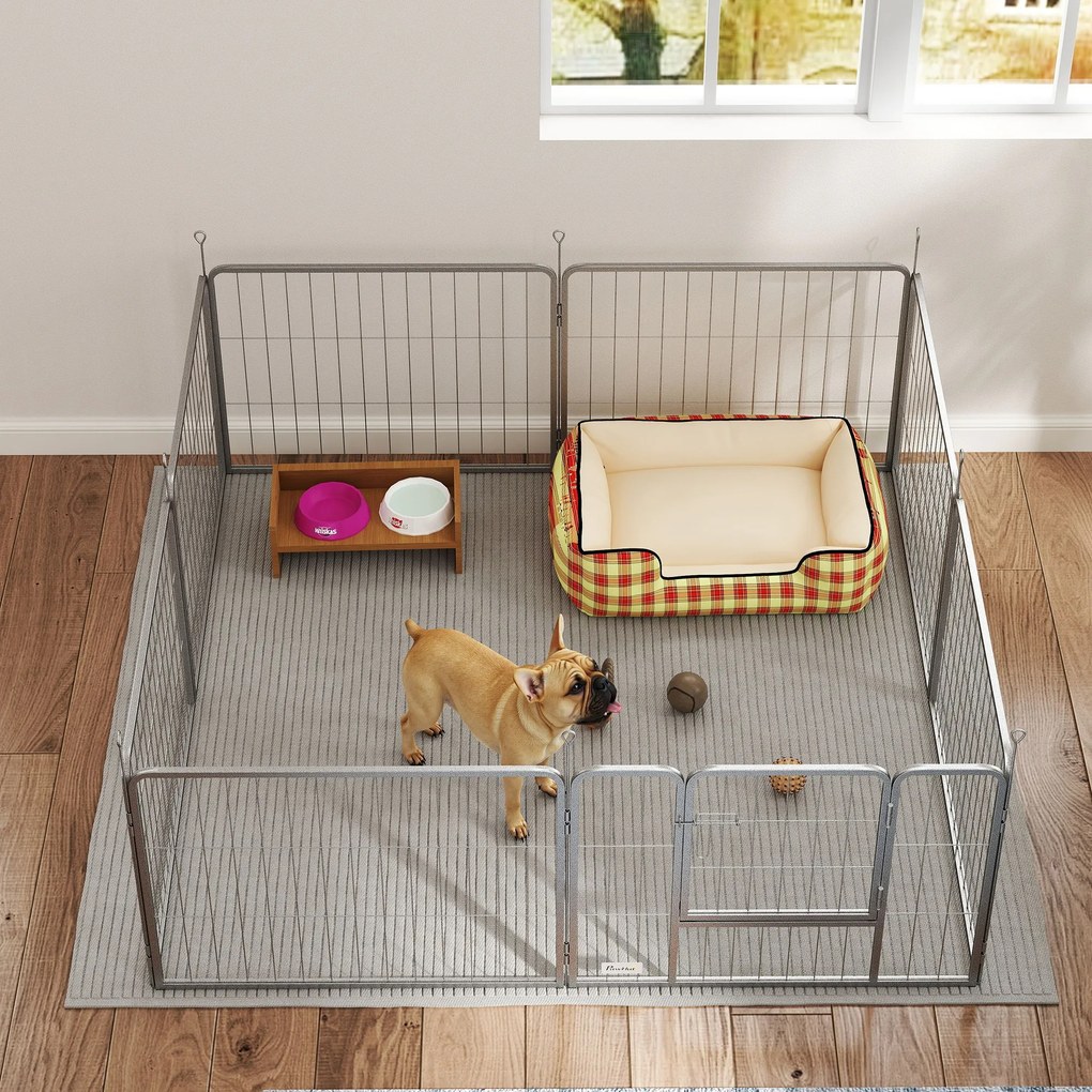 PawHut Tarc pentru animale, gard pentru câini, loc de joacă pentru animale, flexibil adaptabil, oțel inoxidabil | Aosom Romania