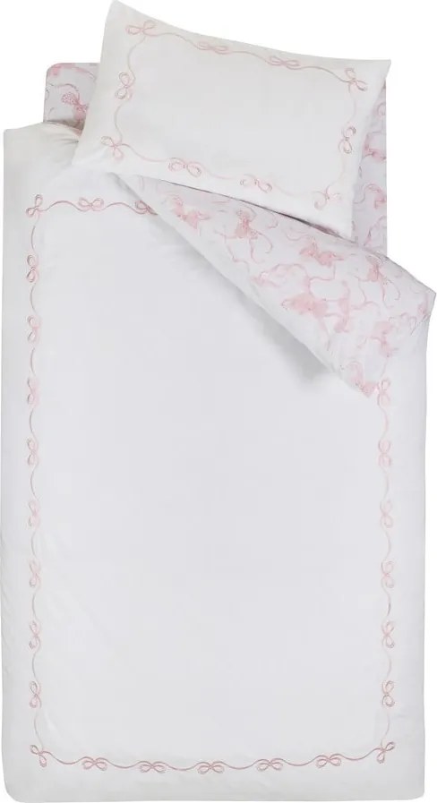 Lenjerie de pat albă pentru pat de o persoană 135x200 cm Bow Embroidery – Catherine Lansfield