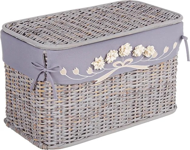 Cos depozitare din rattan textil albastru Elegance 55 cm x 30 cm x 33H