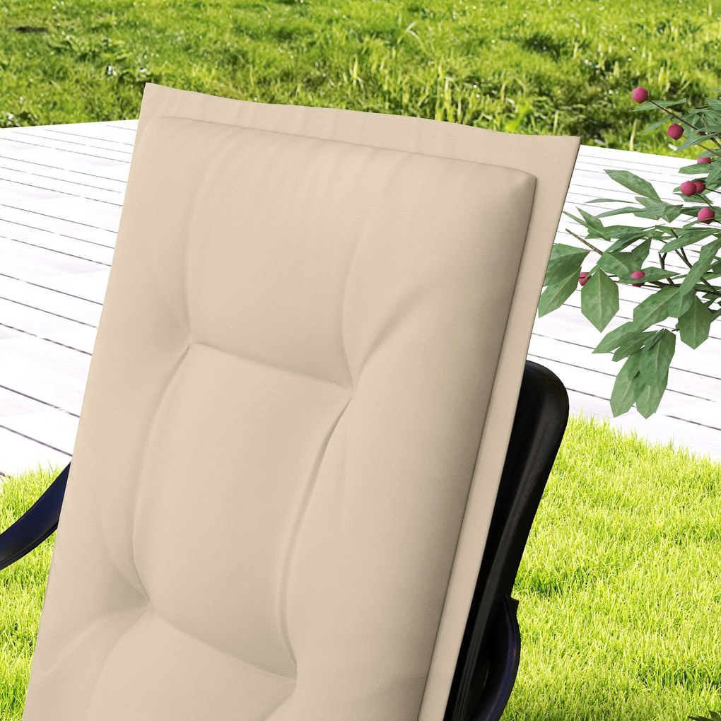Outsunny Set 4 perne de scaun 108 x 50 x 5 cm cu curele, pernă de șezut pentru interior și exterior, Bej | Aosom Romania