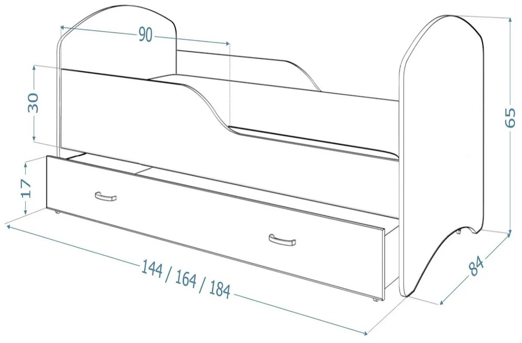 Supermobel Pat pentru copii cu desene animate IGOR P1 P1 + saltea + somieră GRATIS 80x160, inclusiv SD, MODEL 24