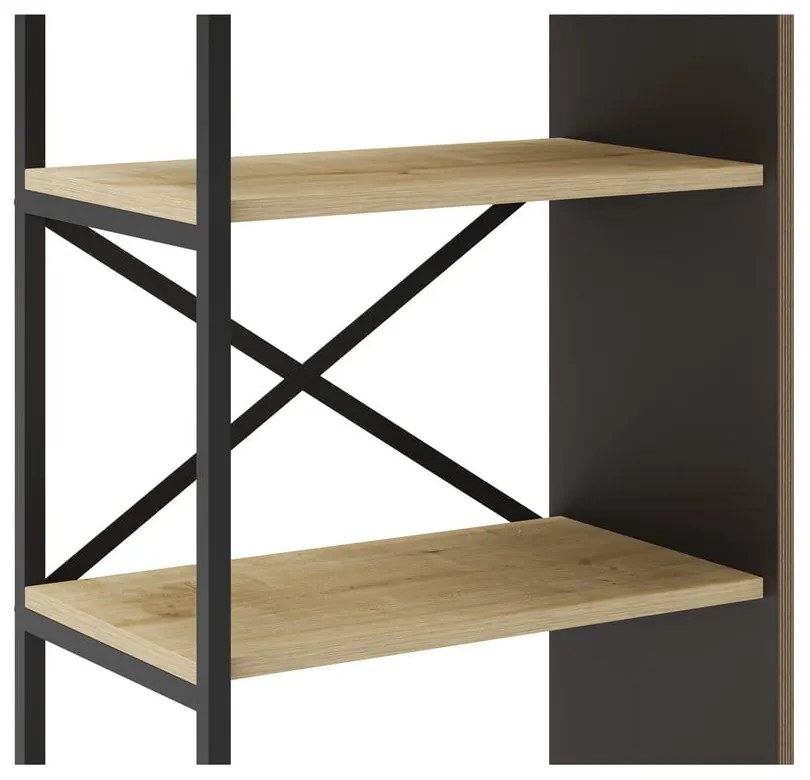 Bibliotecă în culoare naturală cu aspect de lemn de stejar 58x175 cm Ara – Marckeric