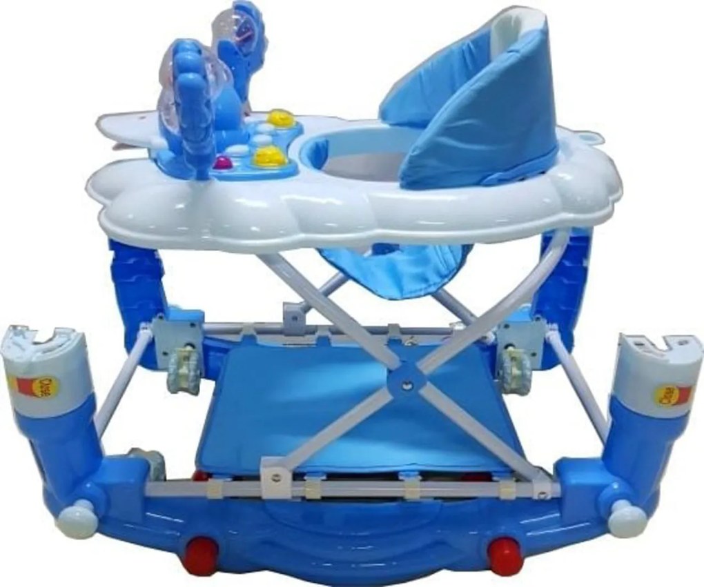Premergator cu sistem de balansare Baby Care™ ,roti din silicon, cu melodii, Ratusca, Pliabil, Albastru