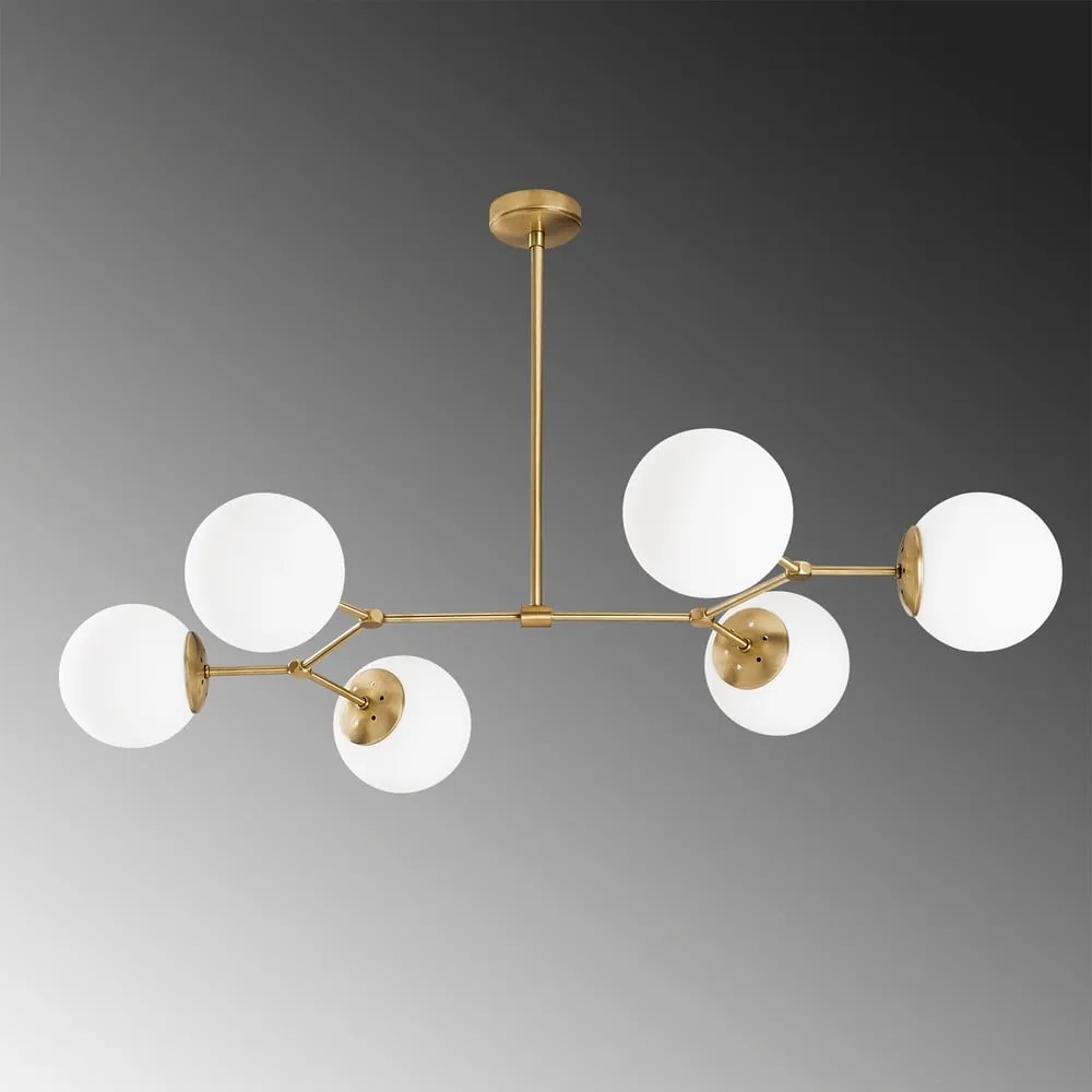 Lustră alămie cu abajur din sticlă Damar – Opviq lights