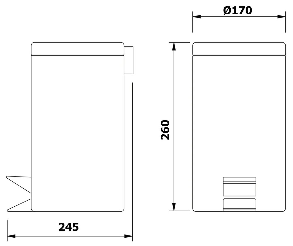 Coș de gunoi AQUALINE 27103 Simple line rotund 3l, oțel inoxidabil