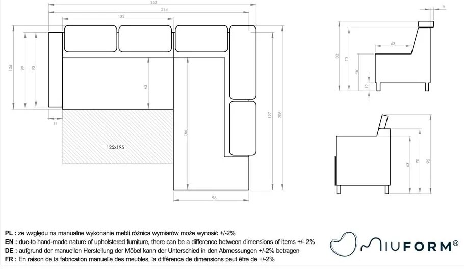 Colțar gri deschis extensibil cu tapițerie din catifea (cu colț pe partea dreaptă) Sweet Harmony – Miuform