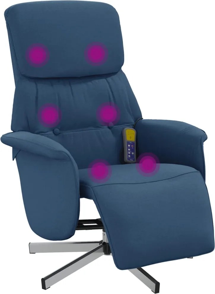 vidaXL Fotoliu de masaj rabatabil cu suport picioare, albastru, textil