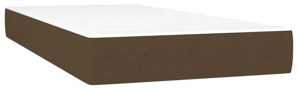 Pat box spring cu saltea, maro inchis, 90x200 cm, textil Maro inchis, 90 x 200 cm, Design simplu