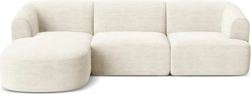 Colțar bej cu tapițerie din catifea reiată (cu colț pe partea stângă/cu șezlong) Campi – Cosmopolitan Design