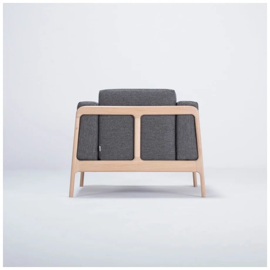 Fotoliu din lemn de stejar Gazzda Fawn, gri închis