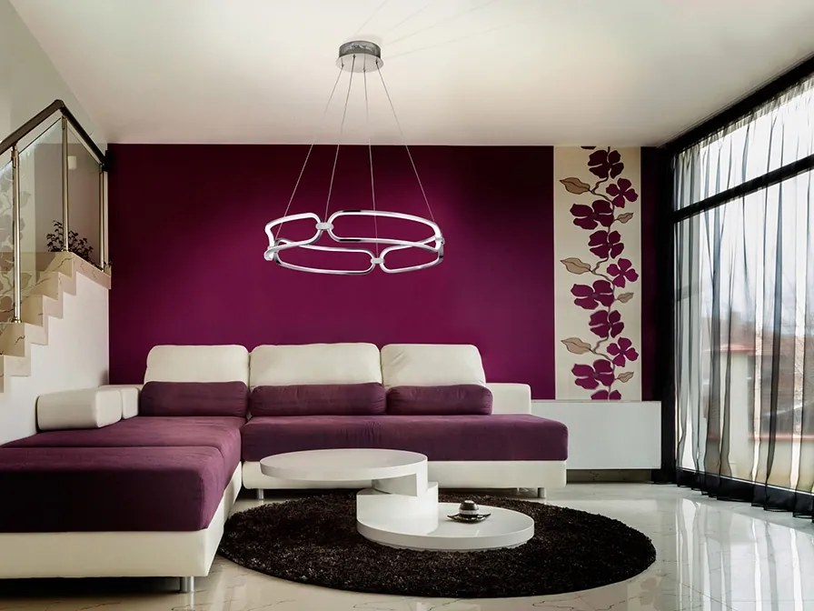 Lustra LED suspendata design ultra-modern, dimabila cu telecomanda, 60cm Colette crom