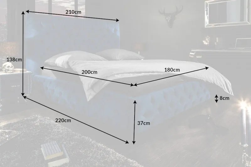 Pat elegant tapitat cu catifea albastru inchis, Paris 180x200cm