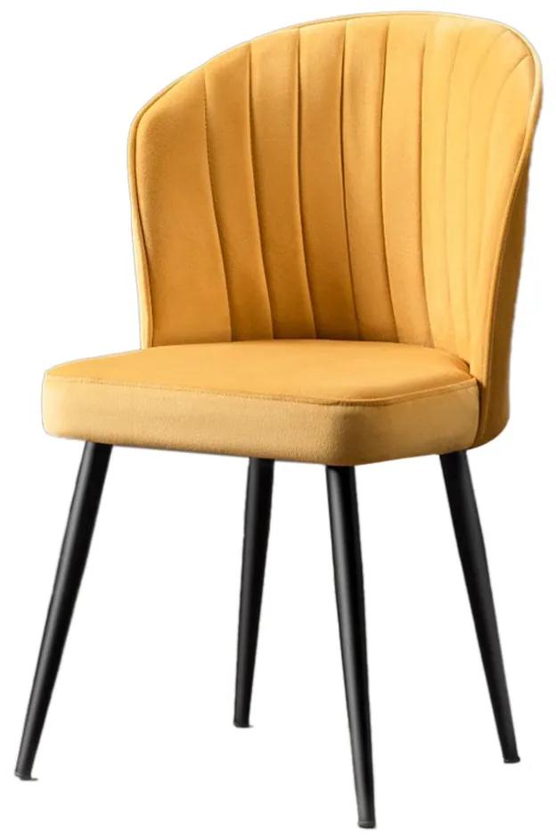Set 4 scaune haaus Rubi, Galben, textil, picioare metalice