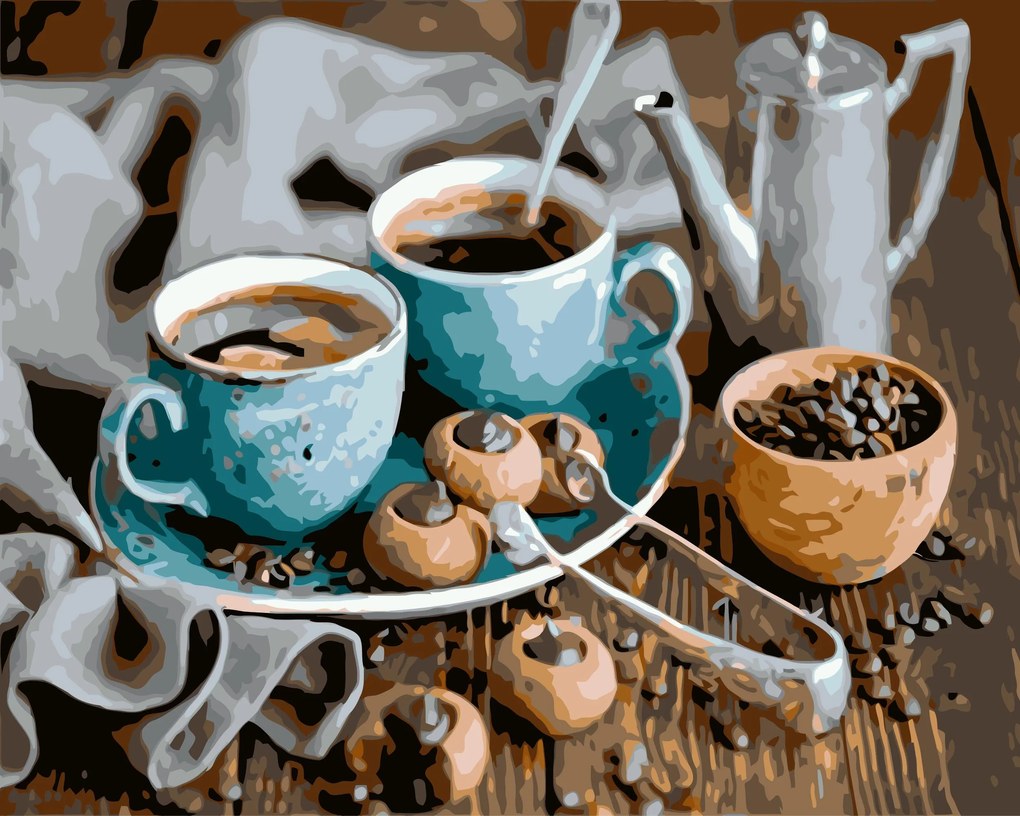 Pictura pe numere cu un cadru "Cafetiere" 50x40 cm