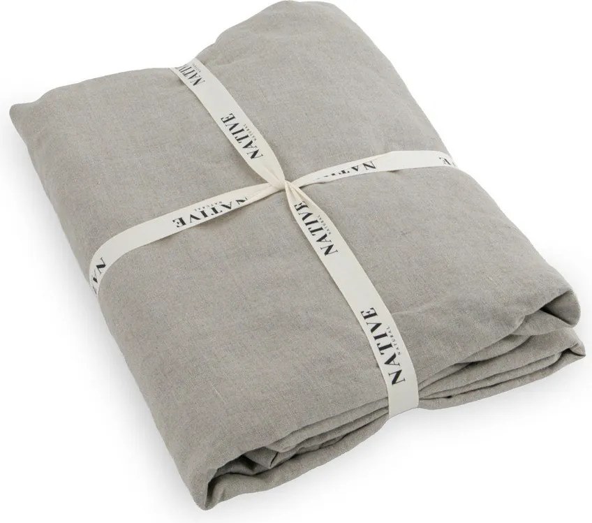 Lenjerie de pat gri deschis/taupe din in pentru pat de o persoană 135x200 cm Natural – Native Natural