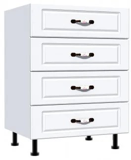 Corp inferior 60 cu 4 sertare Zebra MDF alb drept