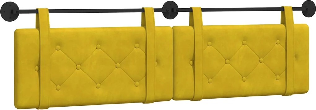 vidaXL Cap de pat suspendat Pe perete Galben 190 x 55 x 5 cm Catifea