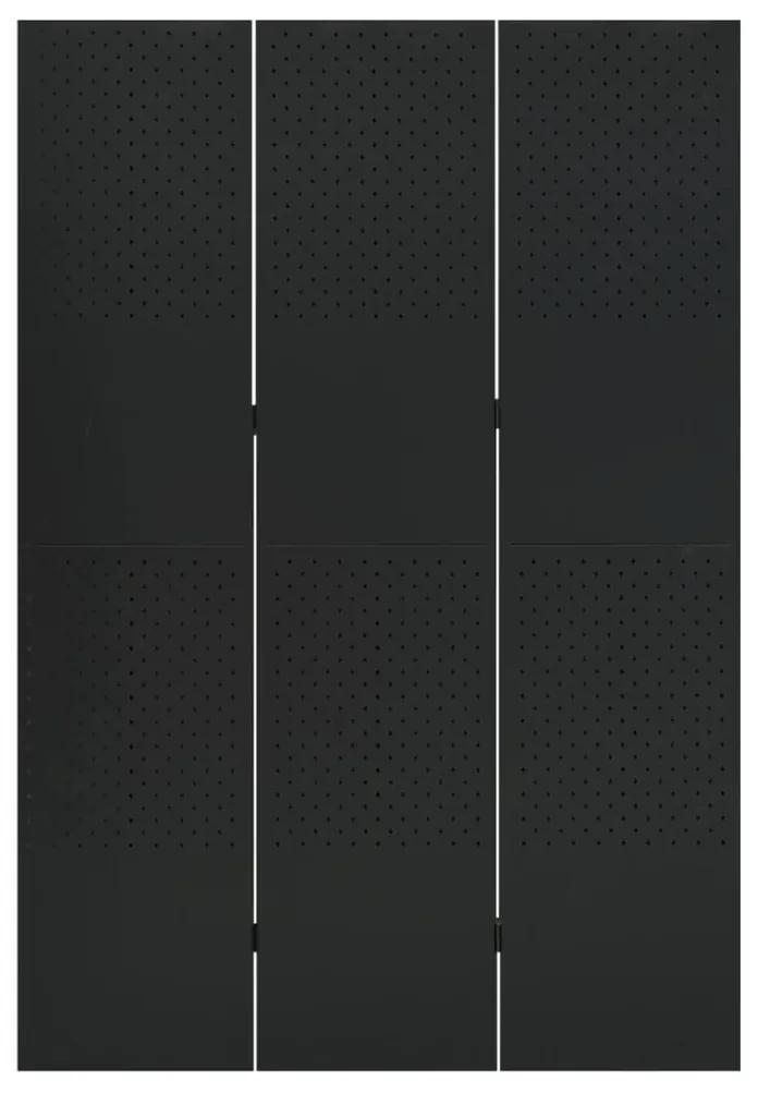 Paravan de camera cu 3 panouri, negru, 120x180 cm, otel Negru, 120 x 180 cm, 1