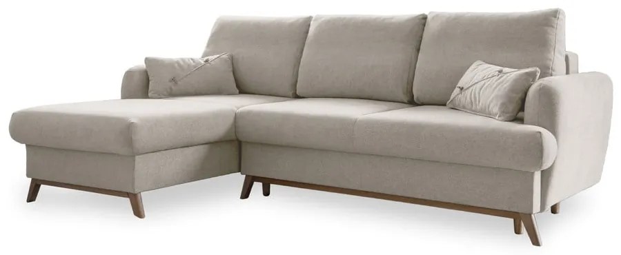 Colțar bej extensibil/cu spațiu de depozitare (cu colț pe partea stângă/cu șezlong) Scandic Lagom – Miuform