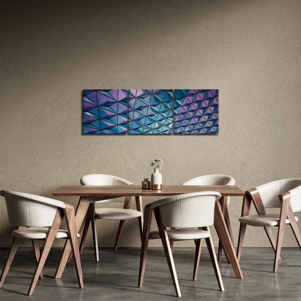 Tablou - structură colorată (cu ceas) (90x30 cm)