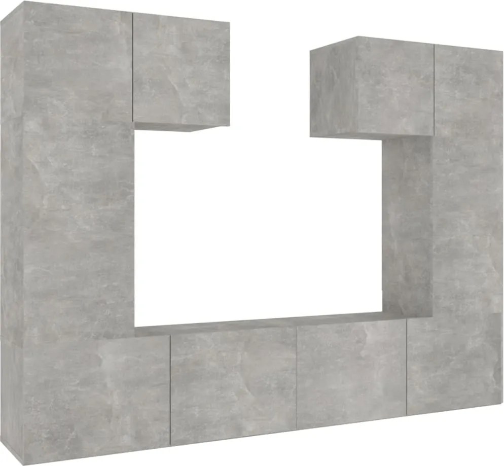 vidaXL Set dulap TV, 6 piese, gri beton, lemn prelucrat