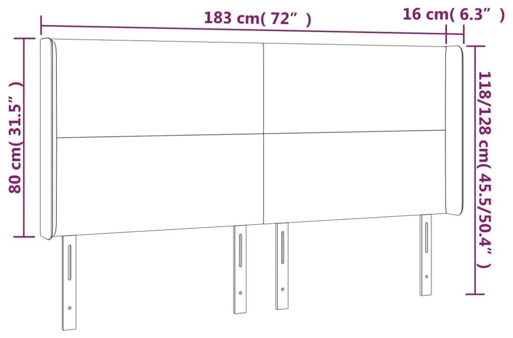 Tablie de pat cu aripioare maro inchis 183x16x118 128 cm textil 1, Maro inchis, 183 x 16 x 118 128 cm