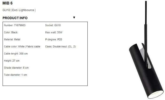 Pendul modern Mib 6 negru 71679903 DFTP