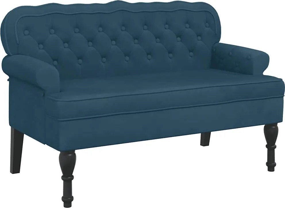vidaXL Banchetă cu spătar, albastru, 119,5x64,5x75 cm, catifea