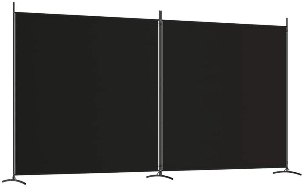 350277 vidaXL Paravan de cameră cu 2 panouri, negru, 348x180 cm, textil