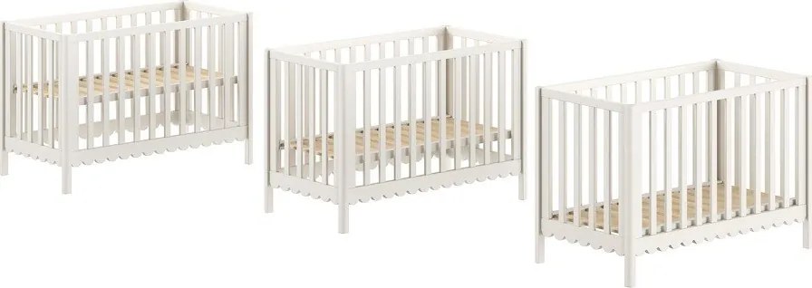 Pătuț bej din lemn de pin cu înălțime reglabilă 60x120 cm Swingo – Vipack