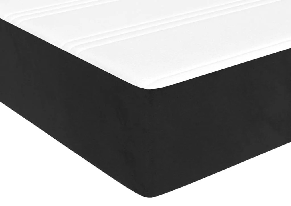 Pat box spring cu saltea, negru, 90x200 cm, catifea Negru, 35 cm, 90 x 200 cm