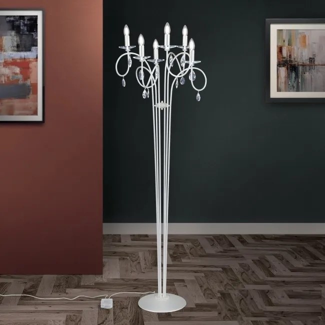 Lampadar stil clasic cu cristale Swarovski Giada argintiu mat