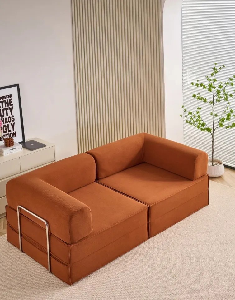 Canapea modulară din memory foam HD – premium, 200x100x70 cm, configurabilă în mai multe moduri (Culoare: Crem)