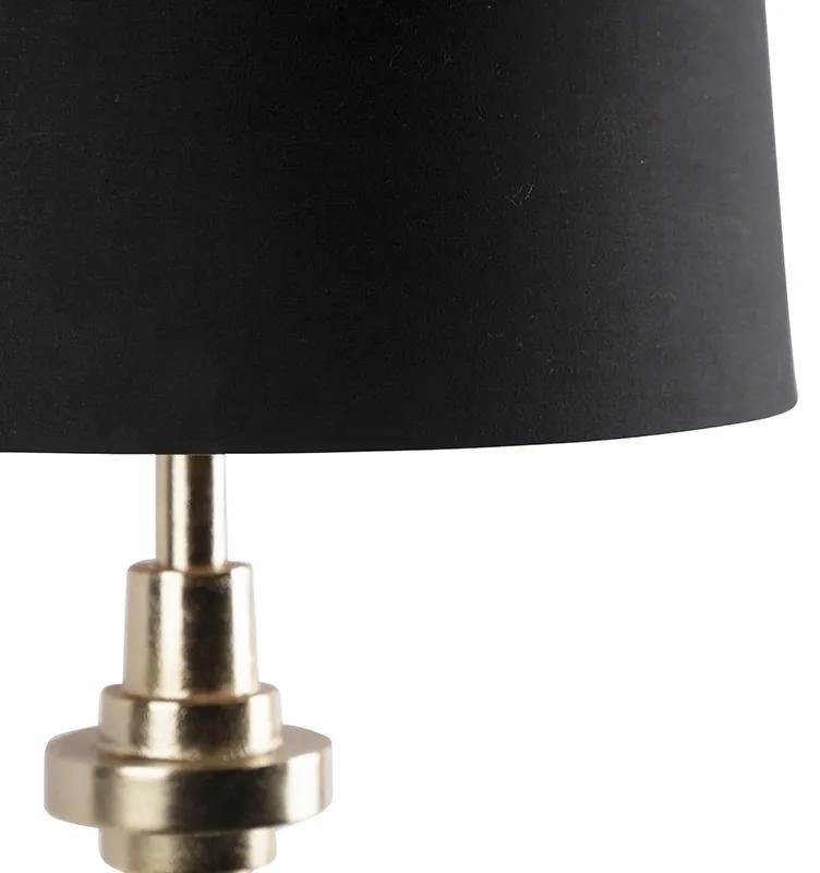 Lampă de masă Art Deco neagră cu abajur de bumbac negru 45 cm - Diverso
