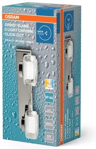Aplică de perete LED pentru baie OSRAM ORBIS FLAME 2xLED/5,5W/230V IP44 crom