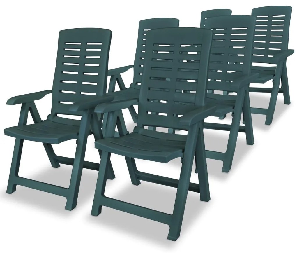 vidaXL Scaune grădină rabatabile, 6 buc., verde, plastic