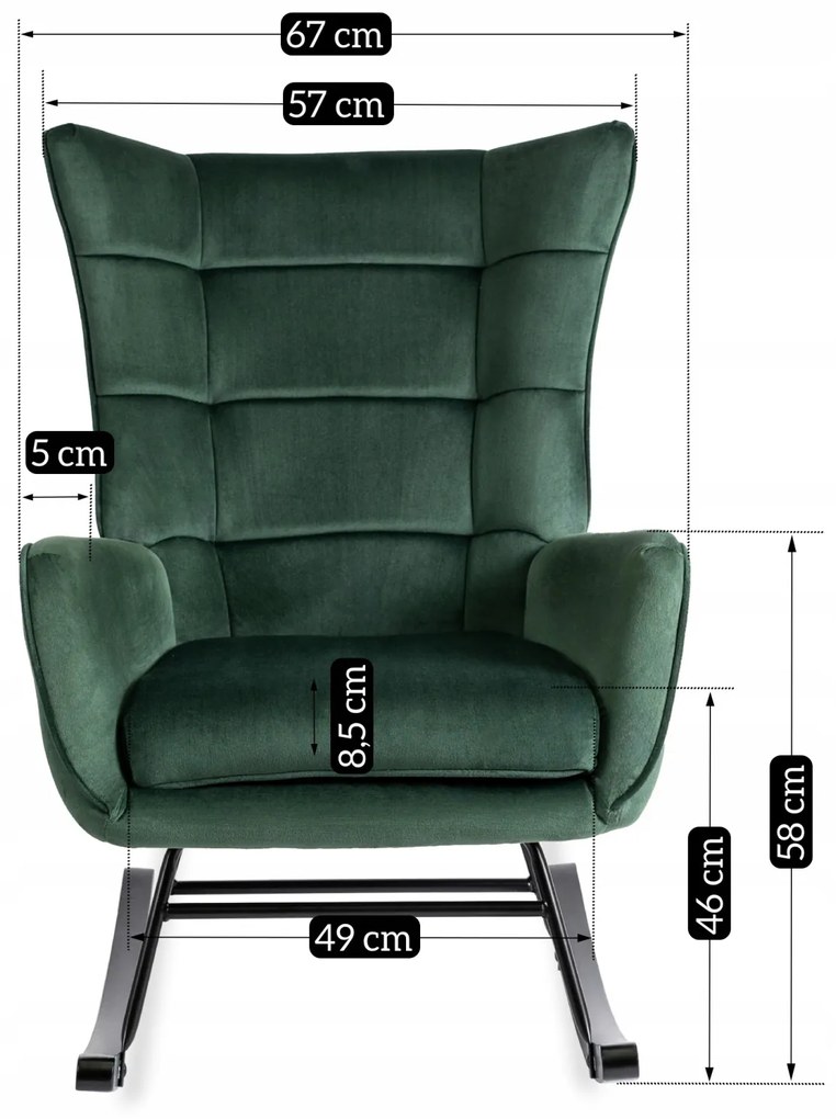 JAKS Fotoliu balansoar verde velur Jackson