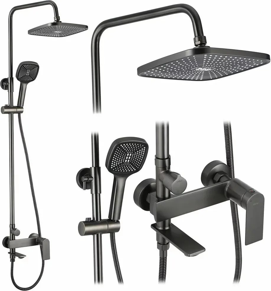 Coloana de dus cu baterie monocomanda gri periat Rea Storm