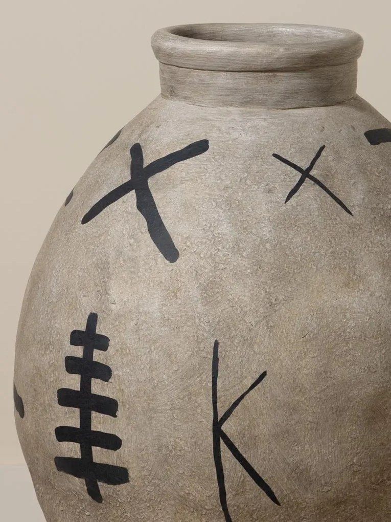 Vas decorativ din teracotta cu motive tribale, H83 cm , "Ritual"